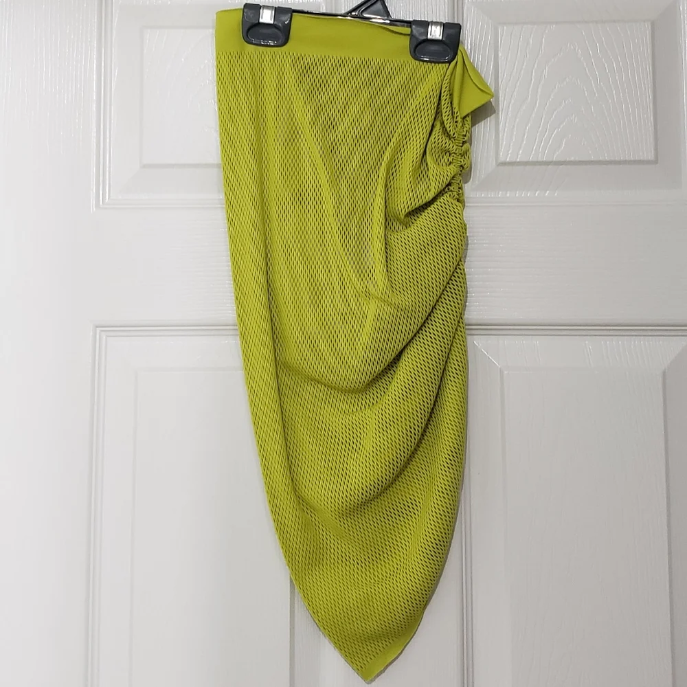 SKIMS Recycled Swim Warp Asymmetrical Knit Cover Up Ruched Sarong in Citrus